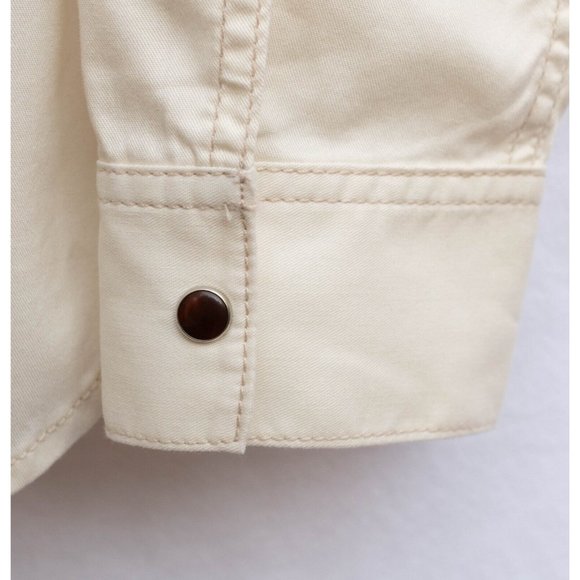 Massimo Dutti Womens Sz S Creamy White Fitted Pearl SnapUp Studded Western Shirt - Picture 5 of 12